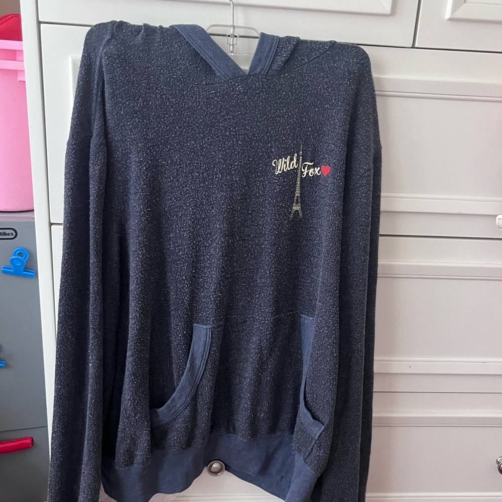 WildfoxDark Blue Sweater with Eiffel Tower Detail